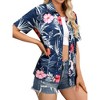 Nlife Womens Button Down Hawaiian Shirts Short Sleeve Floral Print Summer V Neck T-Shirt Casual Summer Beach Blouses Tops - 4 of 4