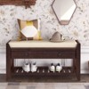 FONTOI Shoe Rack with Cushioned Seat and Drawers, Shoe Racks with Sliding Drawers, Ridded Base, Handles, Espresso, 14"*19.8"*39" - 2 of 4