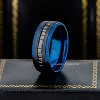 Jewelry Avalanche Blue IP Eternity Mens Tungsten Wedding Band, Black Princess Cut CZ, Comfort-fit, 8mm - 2 of 4