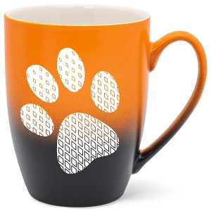 Elanze Designs Pawprint Diamond Gradient Two Toned Ombre Matte Orange and Black 12 ounce Ceramic Stoneware Coffee Cup Mug - 1 of 4