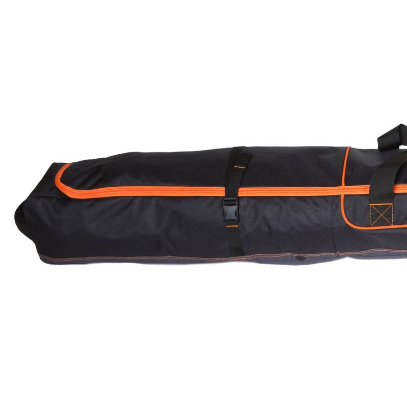 Sportube Traveler 6 Foot Single Pair Ski & Pole Airline Luggage Bag with Padding and PVC Coating, Fits All Ski Types, Black/Orange, 4 of 7