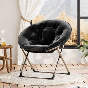 Comfy Oversized Saucer Chair for Adults ¨C Soft Faux Fur Plush Folding Moon Chair, Thick Padded Stable Metal Frame Reading Lounge Chair - 1 of 4