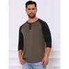 INSPIRE CHIC Men's Raglan Long Sleeve Tee Shirt Casual Henley T-Shirts - 4 of 4