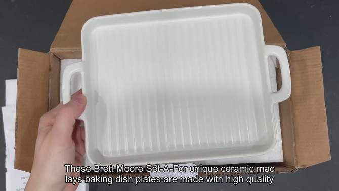 Bruntmor 10" x 6" - Dinner Plates Serving Platters Porcelain Serving Plates Matte Glaze Baking Dish Dinner Plates, Green Set of 4, 2 of 10, play video