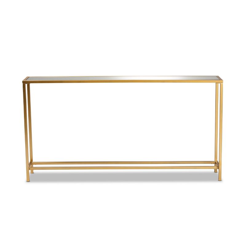 Alessa Glam Metal and Mirrored Glass Console Table Gold - Baxton Studio, 3 of 9