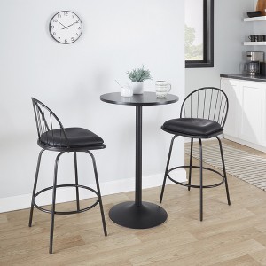 26" Faux Leather Farmhouse Fixed-Height Counter Stool with Removable Seat and Swivel for Kitchen or Island (Set of 2) - 1 of 4