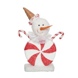Transpac Foam Peppermint Snowman Decorative Figurine for Christmas Cheer Indoor Holiday Decoration Gift Giving - 1 of 1