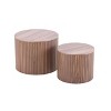 Homy Casa Set of 2 Round Nesting Coffee Tables with Cylinder Base for Living Room and Small Spaces, Walnut Finish - 2 of 4