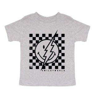 The Juniper Shop SmileyWorld Checkered Lightning Distressed Toddler Short Sleeve Tee - 1 of 4