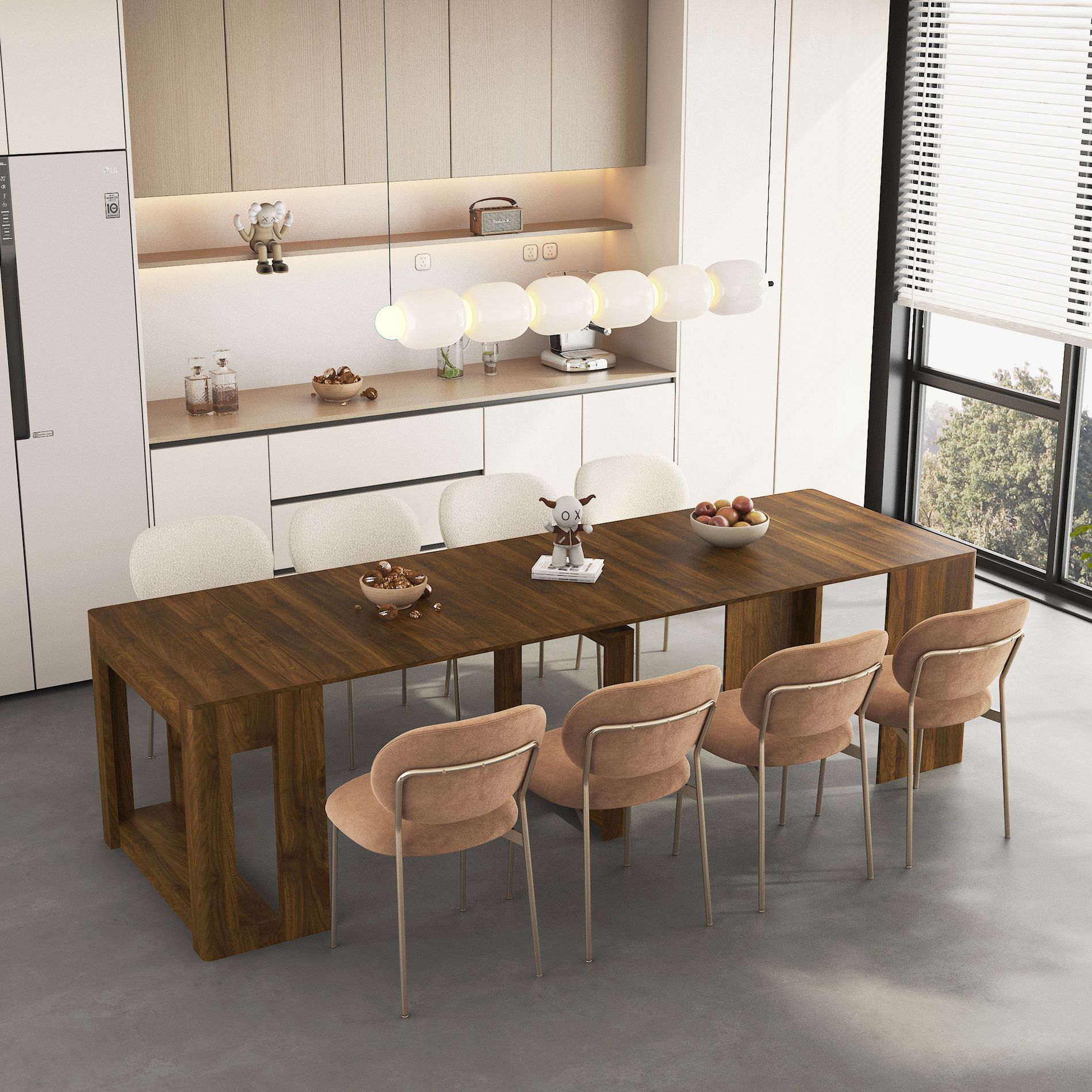 GDFStudio Amera Modern Expandable Foldable Dining Room Table, Wood