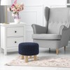 Hand-Knitted Cotton Pouf Ottoman Footstool, 13" Round x 11" High, Compact Boho Accent Footrest for Living Room and Bedroom - 2 of 4