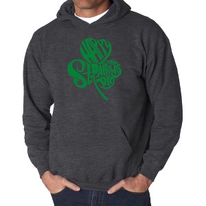 LA Pop Art Men's Word Art Hooded Sweatshirt - St. Patrick's Day Shamrock - 1 of 4