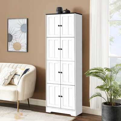 NicBex Tall Storage Cabinet, Decorative Wall Storage Cabinet with 8 Doors and 3 Shelves for Office, Living Room
