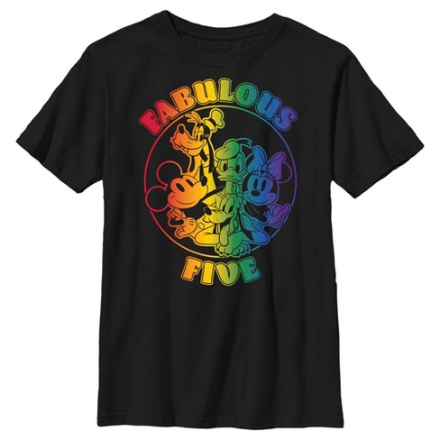 Kids Mickey & Friends Fabulous Five Rainbow Pride T-shirt - Black - X ...