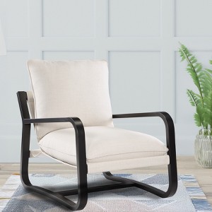 Vynxaria Blaire Sling Chair in Oatmeal Fabric with Bronze Metal Frame - 1 of 4
