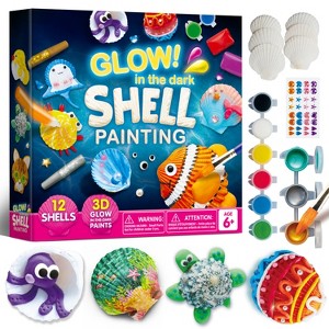 Joyfy 12Pcs Sea Shell Painting Kit for Kids, Glow in The Dark Painting Kit for Toddler Activities, Birthday Gift, Arts & Crafts for Boys Girls Age 6+ - 1 of 4