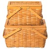 Vintiquewise Woodchip Picnic Storage Basket with Cover and Movable Handles - image 3 of 4