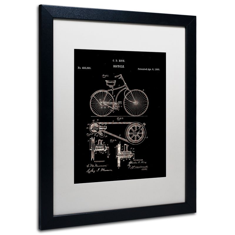 Trademark Fine Art -Claire Doherty 'Bicycle Patent 1890 Black' Matted Framed Art, 1 of 5