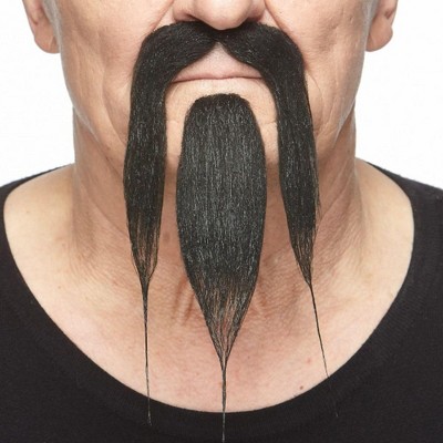 Toynk Long Chinese-Inspired Black Beard & Moustache Adult Costume Accessory Set