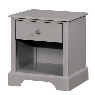 1 Drawer Transitional Wooden Nightstand with Open Compartment Gray - Benzara