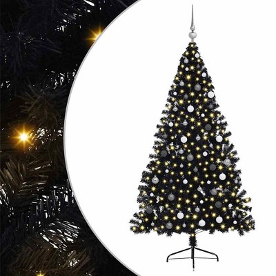 vidaXL Artificial Pre-lit Christmas Tree with 300 LEDs Black 82.7" PVC