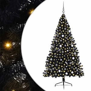 vidaXL Artificial Pre-lit Christmas Tree with 300 LEDs Black 82.7" PVC - 1 of 4