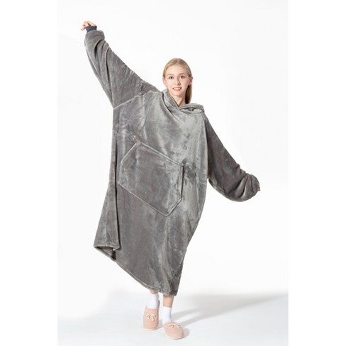 Oversized Wearable Adult Blanket With Sleeves And Hood By Sweet Home Collection Gray Target