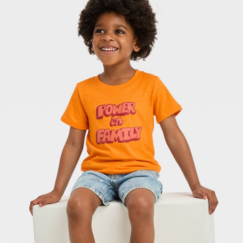 Toddler Boys&#39; Short Sleeve Power In The Family Graphic T-Shirt - Cat &#38; Jack&#8482; Orange, 3 of 5