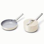 Caraway Home 2pc Nonstick Ceramic Mini Fry Pan and Mini Sauce Pan Set Cream