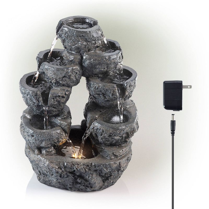 14&#34; Resin Multi Tiered Cascading LED Fountain Gray - Alpine Corporation, 6 of 8
