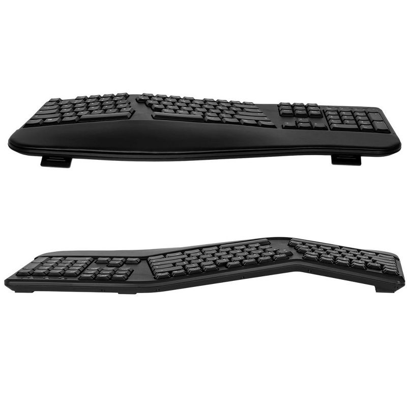 Monoprice Ergonomic Wireless Split 105-Key Keyboard 2.4GHz Wireless 13 Multimedia Hotkeys Functions Built‑In Wrist Cushion Support, 3 of 7