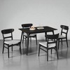 5-Piece Mid-Century Modern Dining Table Set with Faux Wood Tabletop and 4 Upholstered Rubberwood Chairs for Kitchen or Dining Room - 4 of 4