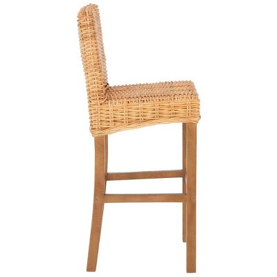 Natural Rattan and Wood Parsons Bar Stool
