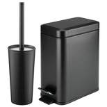 mDesign Toilet Brush Holder and Step Trash Can
