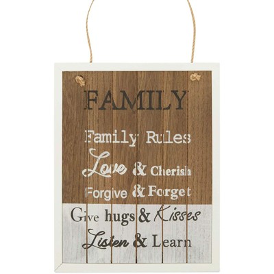 Farmlyn Creek Rustic Hanging Wooden Plaque Sign, Family Rules (9.5 x 11.8 Inches)