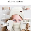 Mysuntown Winter Hat Scarf and Touch Screen Gloves 3-Piece Set, Cold Weather Knit Fleece Lined Warm Unisex Sets - 4 of 4