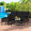 Tangkula Set of 3 3-Seat Sofa Cushioned Table Rattan Furniture Set Garden Patio - 4 of 4