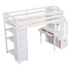 Whisen Modern Design Twin Size Wooden Loft Bed with Storage Drawers, Desk and Stairs - 3 of 4