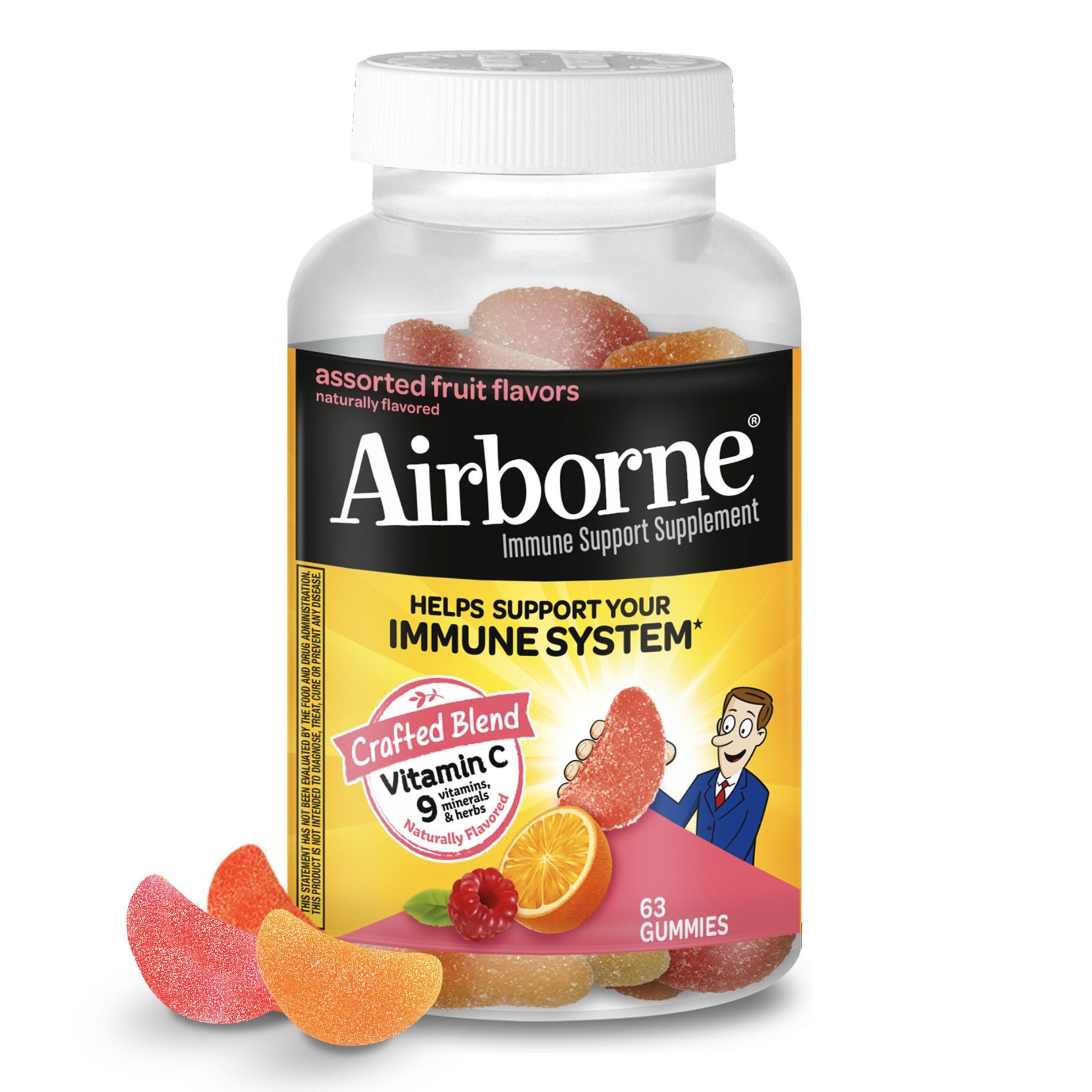 Airborne Immune Support Gummies with Vitamin C & Zinc - Assorted Fruit - 63ct