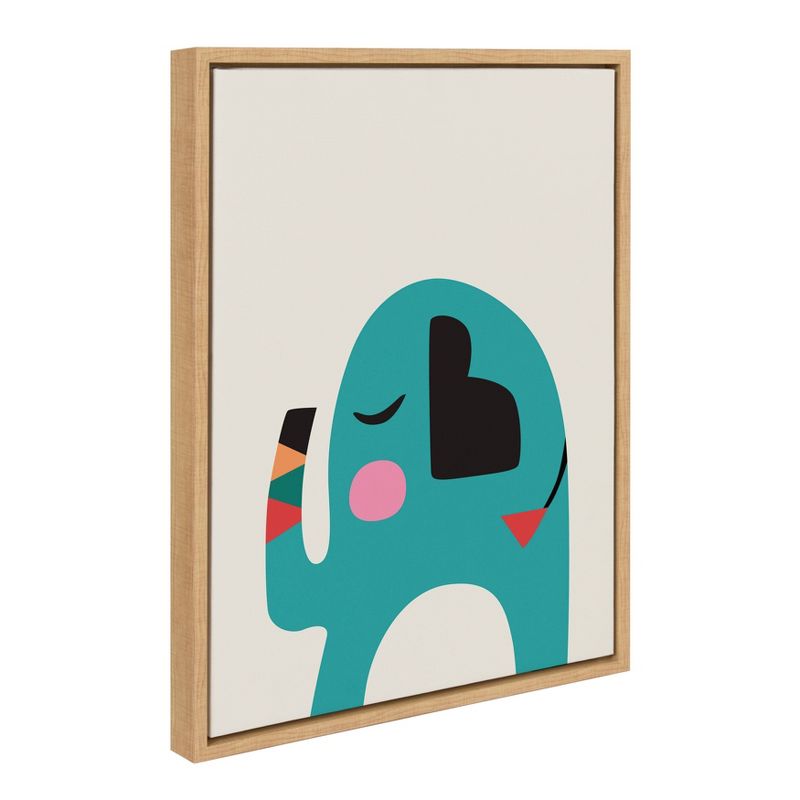 18&#34; x 24&#34; Sylvie Mid Century Modern Baby Elephant Framed Canvas Wall Art by Rachel Lee Natural - Kate and Laurel, 3 of 10