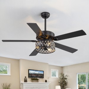 Airsurfer 52" Matte Black Ceiling Fan with 5 Black Plywood Blades,Reversible Quiet Dc Motor & Memory Function,3 Bulb bases,Remote Control Included - 1 of 4