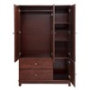 Keloyid Seusar Brownish Yellow Wood 46.3 in. Armoire with 2 Drawers, Hanging Rod and Shelves - 4 of 4