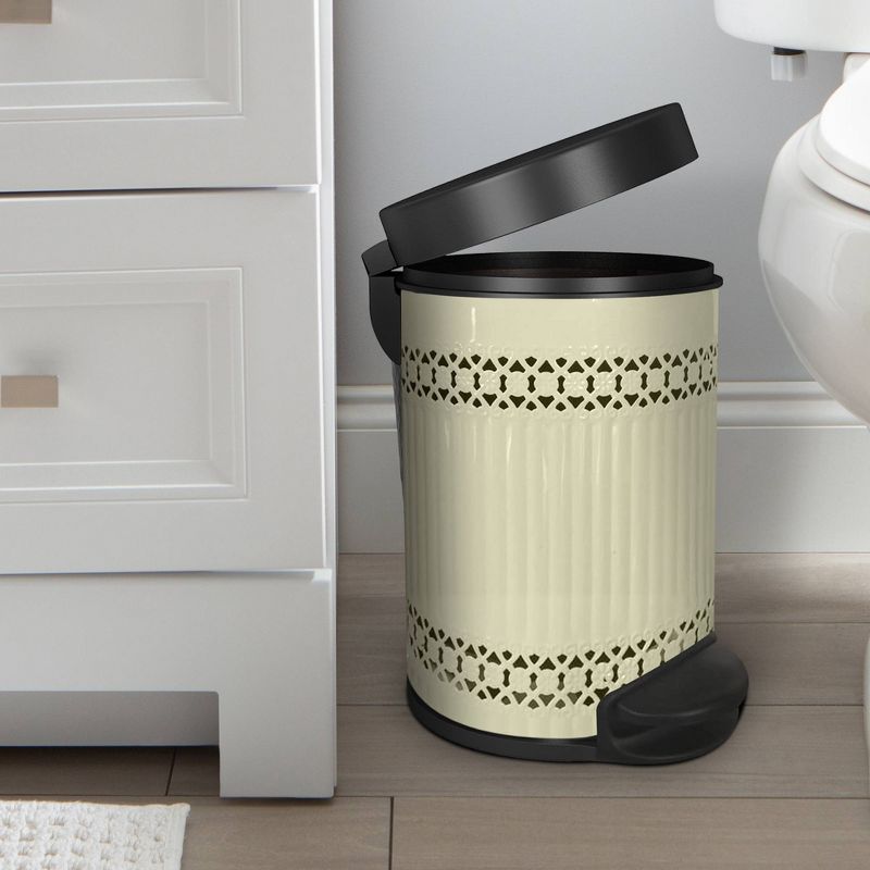 Laser Cut Ivory Step Garbage Trash Can &#38; Toilet Brush Holder with Lid Ivory - Nu Steel, 6 of 10