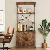 Tall Bookcase with Doors, Farmhouse Storage Open Rack Shelf with Cabinet and Metal Shelf for Home, Office - 4 of 4