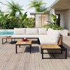 Outdoor 4-Piece Sofa Set, Sofa Set with Side Table and Coffee Table, Sofa with Iron Frame and Polyester Cushions-Coolbibila - 3 of 4