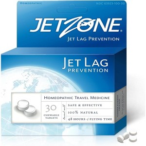 JetZone Homeopathic Jet Lag Prevention by Global Source Homeopathic Travel Medicine  -  30 Chewable - 1 of 4