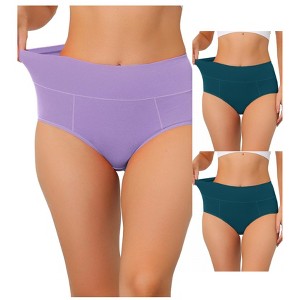 Allegra K Women's High Waist Available in Plus Size Tummy Control Briefs 3 Packs - 1 of 4