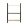 Industrial Bookshelf with Metal Pipe Frame 3 Wood Veneer Shelves Open Back 36in High for Small Spaces-3irtyhousy - 3 of 4
