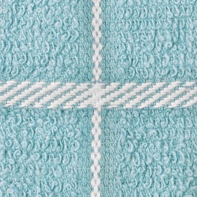Dew Blue Cotton Terry Check Kitchen Towel Set