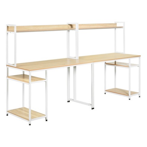 Double computer desk on sale with hutch